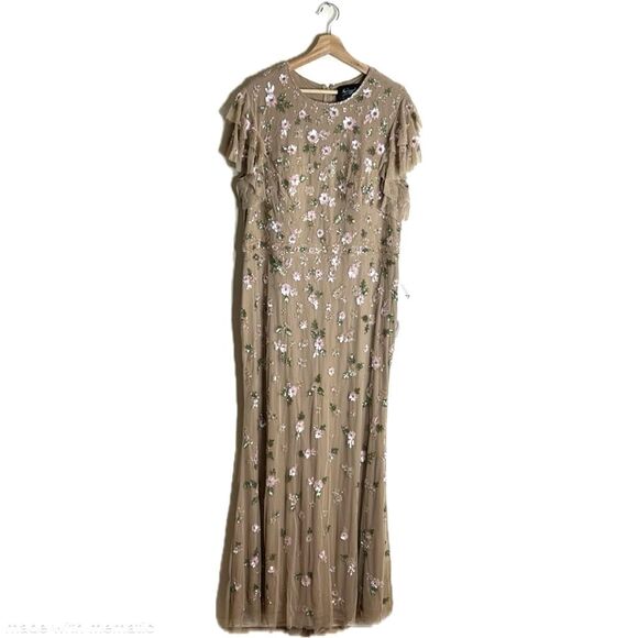 Mac Duggal EMBELLISHED HIGH NECK FLUTTER SLEEVE GOWN size 18 - Picture 3 of 13